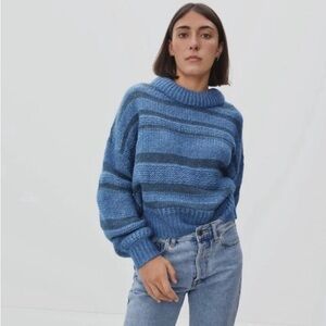 Everlane Blue Gray The Puff Sweater striped medium